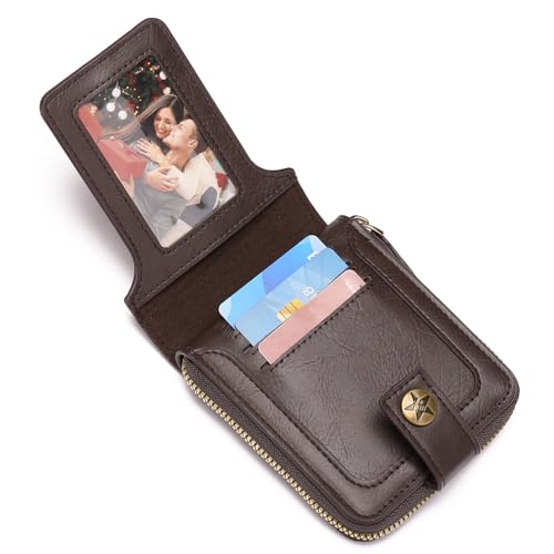 Wallet Men Leather Bifold Wallets For - Flap ID Window Zip Coin Pocket Mensr Wallets - Big Capacity Credit Card Travel Wallet3