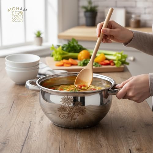Image of MOHAM Stainless Steel Donga Set, Handi Set, Serving Set with Laser Design|Gift for Mom, Gift Item, Gift Set|Kitchen Essential|(Pack of 1) - 2000ML