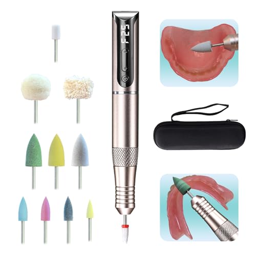Cordless USB Mini Polisher, Portable Repair & Reline Kit for Edge Trimming, Relining Adjustment, Cracks Repair, and Surface Finishing, 11 Polishing Heads and Travel Case Included