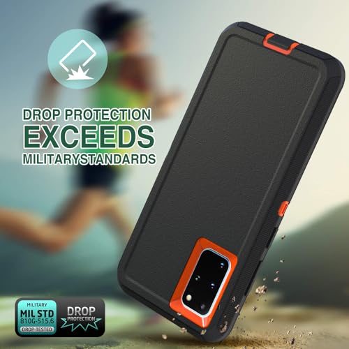 Image of Case for Galaxy S20 Plus, Heavy-Duty Tough Rugged Shockproof Drop Protective Cover Cases for Samsung Galaxy S20 Plus, Black+Orange