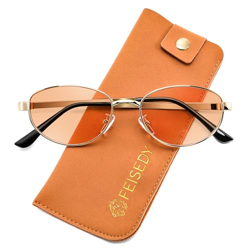 Image of FEISEDY Oval Metal Sunglasses for Women and Men UV400 Protection B0430