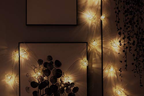 CozyHome LED Lichterkette Herz – 5m strombetrieben | 20 Herzen warmweiß | Led Herz Strom | Tumblr Deko für: Mädchen… – Bild 7