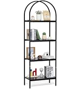 VEVOR Metal Bookshelf, 4-Tier Arched Industrial Bookshelf, Small Rustic Vintage Storage Bookcase ...