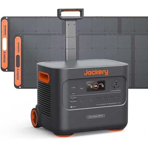 Jackery Solar Generator 3000 PRO 400W, 3024Wh Power Station with 2x200W Solar Panels, Fast Charging in 2.4 Hours, Intelligent BMS, 2xPD 100W Ports for RV Outdoor Camping & Power Outages Black, Orange Cover