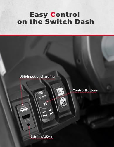 KEMIMOTO UTV Sound System 6.5 Inch Speakers UTV Sound Bar Overhead Stereo Bluetooth for UTVs Fits 1.625-1.9in Roll Cages Compatible with Can-Am X3 & X3 Max, Polaris RZR XP 1000, Uforce