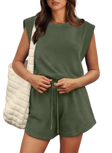 OFEEFAN Plus Size Rompers for Curvy Women Summer Outfits Crewneck