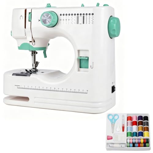LUPATDY Máquina de coser portátil, mini máquina de coser para principiantes y uso doméstico, máquina de coser multifunción con 12 programas de costura, con accesorios de costura, ideal para
