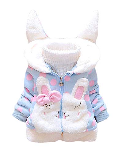 Garsumiss Baby Mädchen Mäntel -Jacken, Kapuzenjacke für Kaninchen Fleecefutter mit Bowknot Gefüttert Jacket 0-4 Jahre