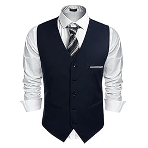 COOFANDY Herenvest, slimfit, V-hals, mouwloos, met 5 knopen, gilet business, casual, klassiek, basic herenvest voor…