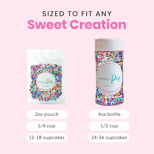 Sprinkle Pop Ultimate Unicorn Rainbow Jimmies Sprinkle Mix| Yellow Red White Blue Purple Sprinkles for Decorating Birthday Cakes Cookies Cupcakes Ice Cream Donuts Brownies Candy, 4oz