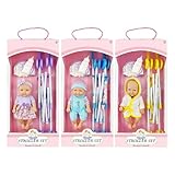 Doll Stroller Toy, 10inches Doll Set, Foldable Nursery Stroller, Pretend Doll Stroller, Foldable Doll Stroller with Accessories Realistic Pretend Doll Stroller Playset for Toddler