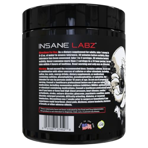 Image of Insane Labz Psychotic Black Edition Mid Stimulant Pre Workout Powder, Energy Focus Pumps, Loaded with Creatine Beta Alanine Taurine Fueled by AMPiberry, 35 Servings (Gummy Candy)