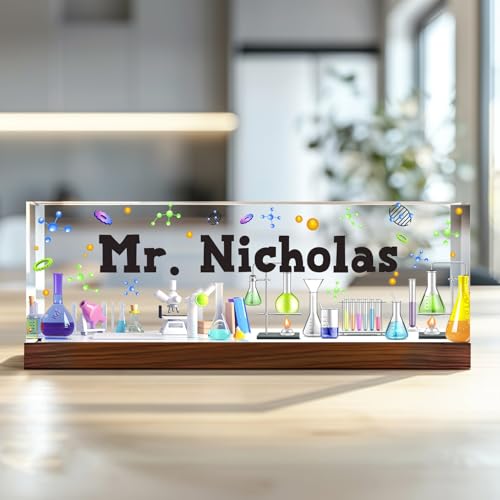 Personalized Science Lab Teacher Sign, Custom Teacher Desk Name Plate, Elementary Science Teacher Acrylic Plaque, Back to School Gift, Desk Name Plates For Classroom, Teachers Appreciation Gifts