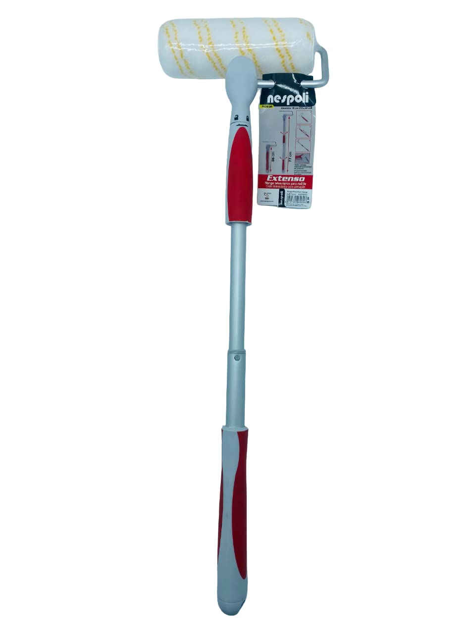Nespoli Rullo di vernice antigoccia 18 cm, con prolunga con manico telescopico da 36 cm a 77 cm, ideale per dipingere pareti e soffitti