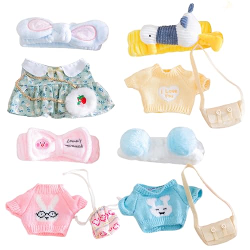 4 Set Ropa de Animales de Peluche, 12 Pato de Lujoso Kawaii muñeca muñeca Juego de Ropa con Diadema y Bolsa Colorida de Pato de Bricolaje para niñas Chicas, Juguetes