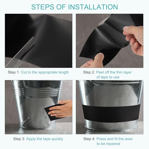 Image of MECCANIXITY Waterproof Patch Seal Tape 2 in x 5 Ft, PVC Leak Proof Repair Sealing Duct Tape for HVAC Roof Crack, Boat, Hoses Pipes, Awning, Black