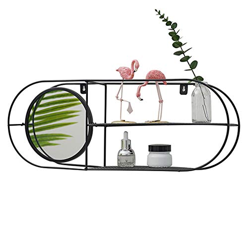 Miroir De Salle De Bain Avec Étagère, Miroir Rotatif, Miroir Mural De Rangement Cosmétique, Belle Décoration De Miroir Mural (or / Noir), Peu Encombrant, Pour Chambre / Salle De Bain / Entrée Cover