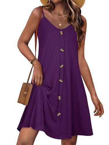 Image of JOELLYUS Summer Dresses for Women Spaghetti Strap Button Down Casual Sundress Beach Cover Up Dress with Pockets 2026