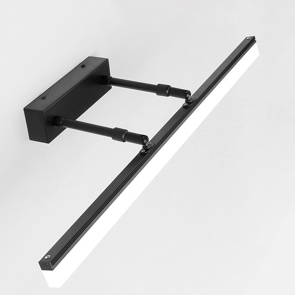 Regulowana lampa ścienna LED IP44 do lustra łazienkowego, 70 cm, 16 W, 3000 K, oświetlenie wewnętrzne do wyświetlania zdjęć, do czytania nocnego, czarne kinkiety ścienne szczotkowane