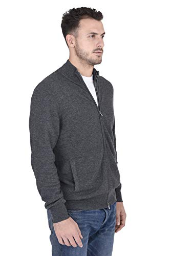 Cashmeren Men's Mock Neck Zip Up Cardigan 100% Merino Wool Classic Knit Long Sleeve Zipped Down Sweater2