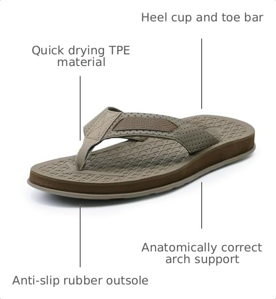 Image of MALIDA Mens Flip Flops Non-Slip Bathroom Shower Shoes Cushion foam Indoor and Outdoor Thong Sandals