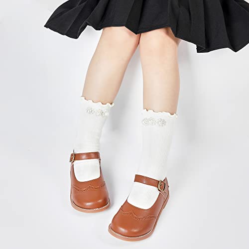 Kiderence Toddler Girls Mary Jane Dress Shoes Little Girls School Oxford Brown Flats Size 7 #TOP1