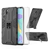 Asuwish Phone Case for Huawei P30 Pro with Tempered Glass Screen Protector Cover and Slim Stand Hybrid Rugged Magnetic Back Film Cell Mobile Accessories Hawaii P30Pro P 30 Pro30 Women Men Black
