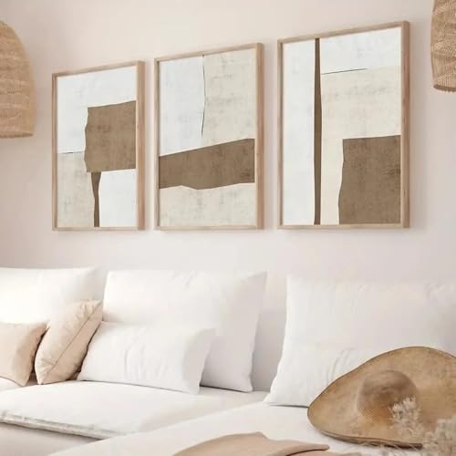 Affiches murales abstraites marron beige 20x35cm image sur toile minimaliste chambre - 3
