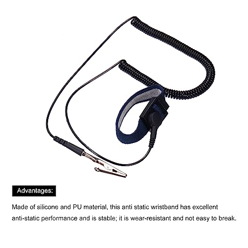 Image of MECCANIXITY ESD Anti Static Wrist Strap 6ft PU Adjustable Antistatic Bracelet Set Wired for Computer Electronics Repair Black