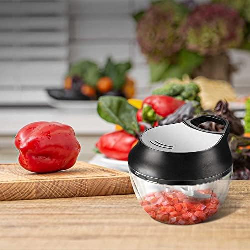 delka Manual Food Chopper with Stainless Steel Blades Food Processor for Vegetables, Meat, Poultry, Onions, Nuts and Lots More 500ml