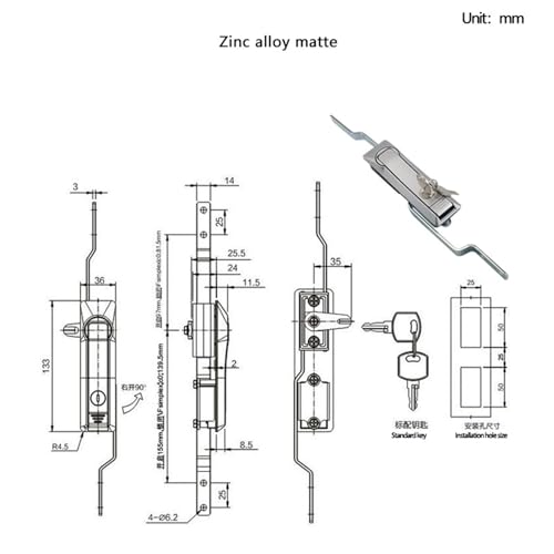 Serrure à came en alliage de zinc ZDC-matte pour boîtier de distribution - 3