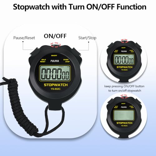 Digital Stopwatch Timer Only Stopwatch Mode, ON/OFF No Bell No Whistle Silent Basic Operation Children Friendly, PULIVIA Sport Stop watch for Coaches Kids Swimming Running, Black - Image 4