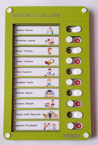 Eğitici Günlük Rutin Checklist Görev ve Sorumluluk Tablosu Yeşil