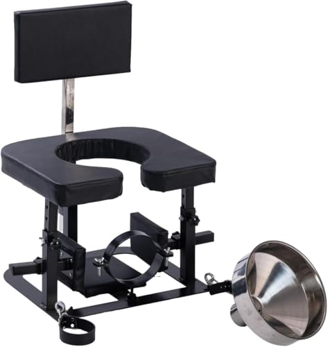 DgtZyrih Verstellbarer Sex Stuhl SM Sexmöbel Toilette Sex-Bank mit Trichter und Halsband, Bestrafung Folter Stuhl Extrem Bondage Foltergerät Erotisch Sexstuhl Sklave Sexspielzeug für Paare,Schwarz