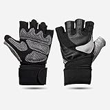 Amazon Brand - Umi Fitness Handschuhe Gym Handschuhe - Vollständige Unterstützung des Handgelenks und extra griffiger Handflächenschutz für Männer und Frauen(Large)