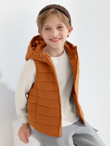 Image of Haloumoning Boys Puffer Vest Kids Sleeveless Zip Up Jackets | Lightweight Puffy Down Jacket with Hood 4-14 Years