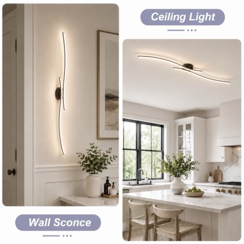 HLILCEH 47.24inch Linear Ceiling Light Black Modern LED Ceiling Light Fixture 4000K Aluminum Long Ceiling Lamp for Hallway, Kitchen, Bedroom, Dining Room by HLILCEH - Used condition - Image 5