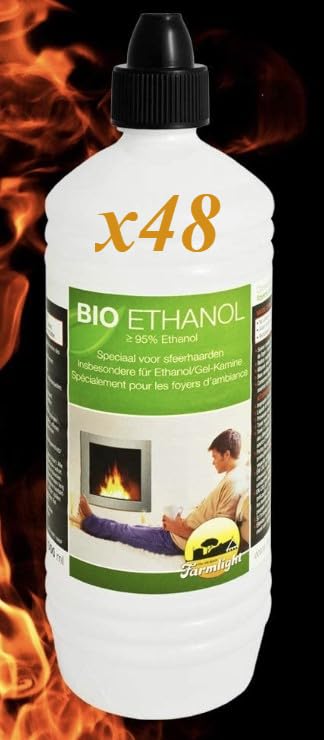 Premium Bioethanol Fuel (48 Litres) for Fireplaces, Fire Pits, Burners - High Purity Clean Burning Liquid Fuel for Indoor & Outdoor use | biofirefuel