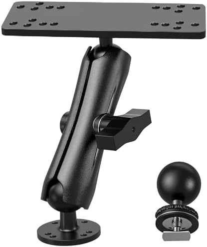 Keuvirya Aluminum Fish Finder Mount & Depth Finders for Boats w/C Size 1.5" Ball, 5.9" Arm, High Saltwater Resistance, Marine-Grade Electronic Mount Compatible w/Garmin, Humminbird, Lowrance & More