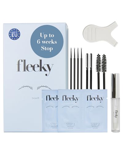 Fleeky brow lamination kit eyebrow lift for fluffy defined shape includes perm lotion brush & glue long-lasting home styling eyebrow kit diy brow solution