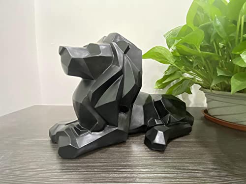 Semeid Geometric Lion Statue Animal Sculpture,Modern Art 13.9”Geometric Lion Statue,Lion Sculpture For Home,Office Decor (Black) #TOP6