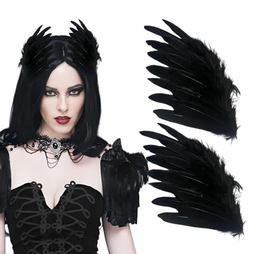 2 Piezas Broches para el Pelo con Plumas Negras Accesorios de Cabello miniatura 1