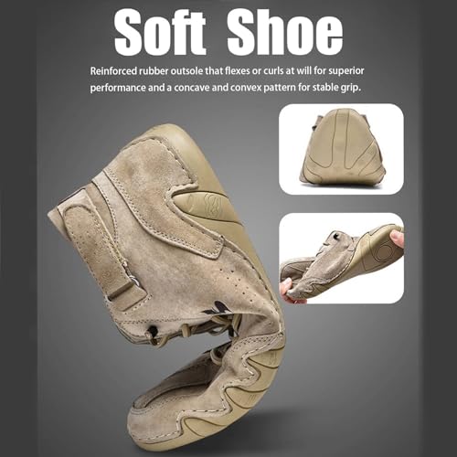 Vogldeck - Anthoern Men Waterproof and Breathable Orthopedic Walking Shoes, Fashion Casual Comfortable Non-Slip Handmade Suede High Boots Beck Shoes for Hiking Driving Chukka Boots(Khaki,48 EU)4