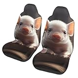 Cute Young Pig Car Seat Covers. Stretch Polyester Fabric for A Secure Fit in Cars, Suvs, and Trucks.