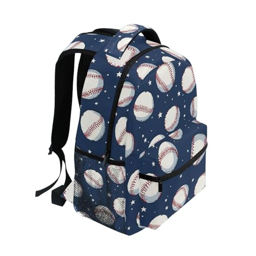 Baseball Star Blue Sport Backpack for School Boys Girls Adults Kids Bookbag Laptop Bag 18L2