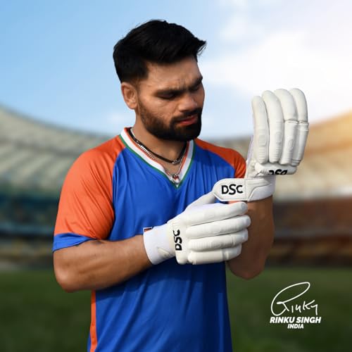 Image of DSC RS 35 God's Plan Cricket Batting Gloves | Airflow Gusset | Moisture Absorption | Optimum Ventilation | Durability & Long-Lasting | Material: PU-Leather | Color: White |