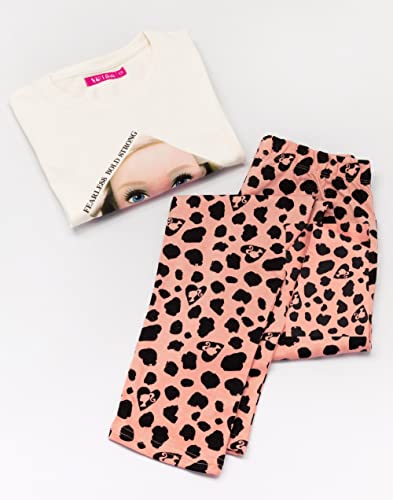 Barbie Pajamas Girls Kids Snug Fit Doll Cream T-Shirt & Leggings Pjs3