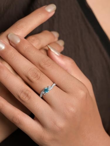 Image of Clara 925 Sterling Silver Blue Zirconia Adjustable Ring for Women