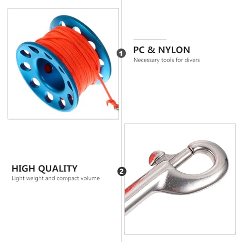 Carrete de buceo de aleación DOITOOL con clip azul de aluminio anodizado 4