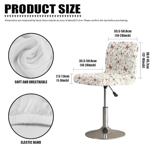 Image of Butterfly Flower Bar Stool Cover Stretch Counter Stools Pub Chair Slipcover for Dining Room Removable Anti-Scratches Spills Chair Covers for Dining Room Chairs Set of 2